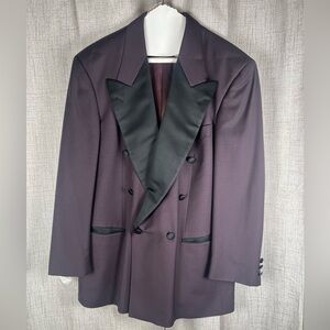 Hugo Boss Purple Black Tuxedo Jacket New Wool Made in Germany US Size 40R VTG